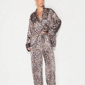 Leopard Satin Set - Women's Two-Piece